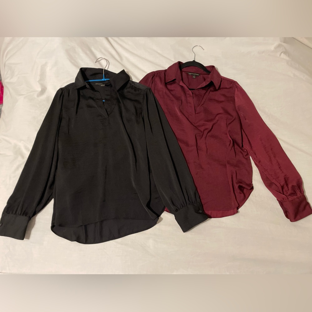 Banana Republic Classic Black and Maroon Blouses